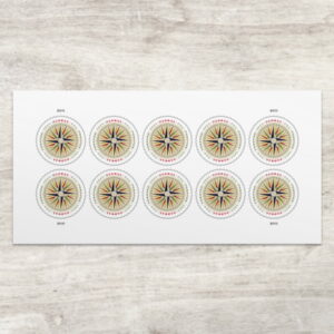 Global Forever Stamps 2025 Compass Rose-International Mailing, First-Class Postage