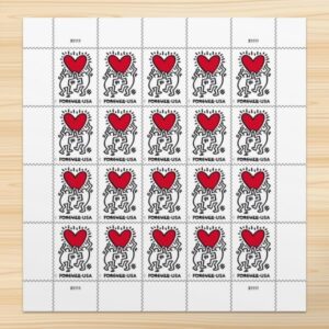 Forever Stamps 2025 Love-Keith Haring Heart Design, Wedding Invitation, First-Class Postage